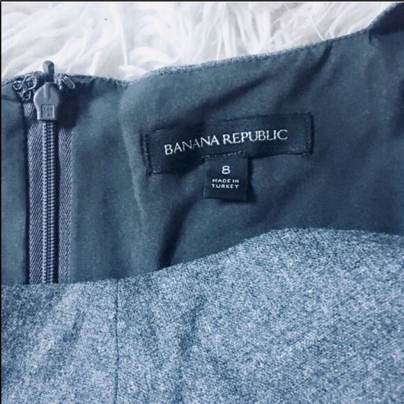 BANANA REPUBLIC Grey Wool Peplum Midi Knee Dress Tank Top Strap Pencil Skirt 8 - Picture 7 of 9